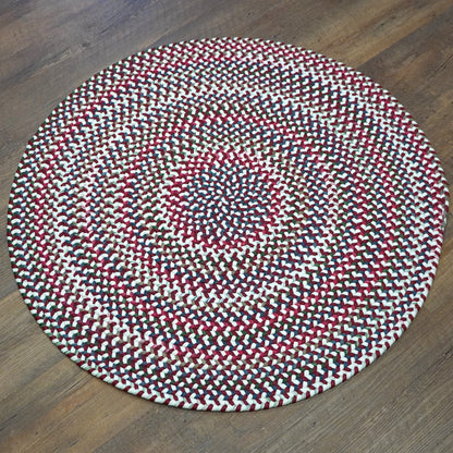 Ashland Braid Round Red Lite Multi Modern Farmhouse Rug