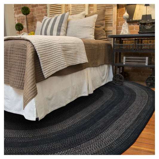  Jet Black Oval Jute Braided Rugs 