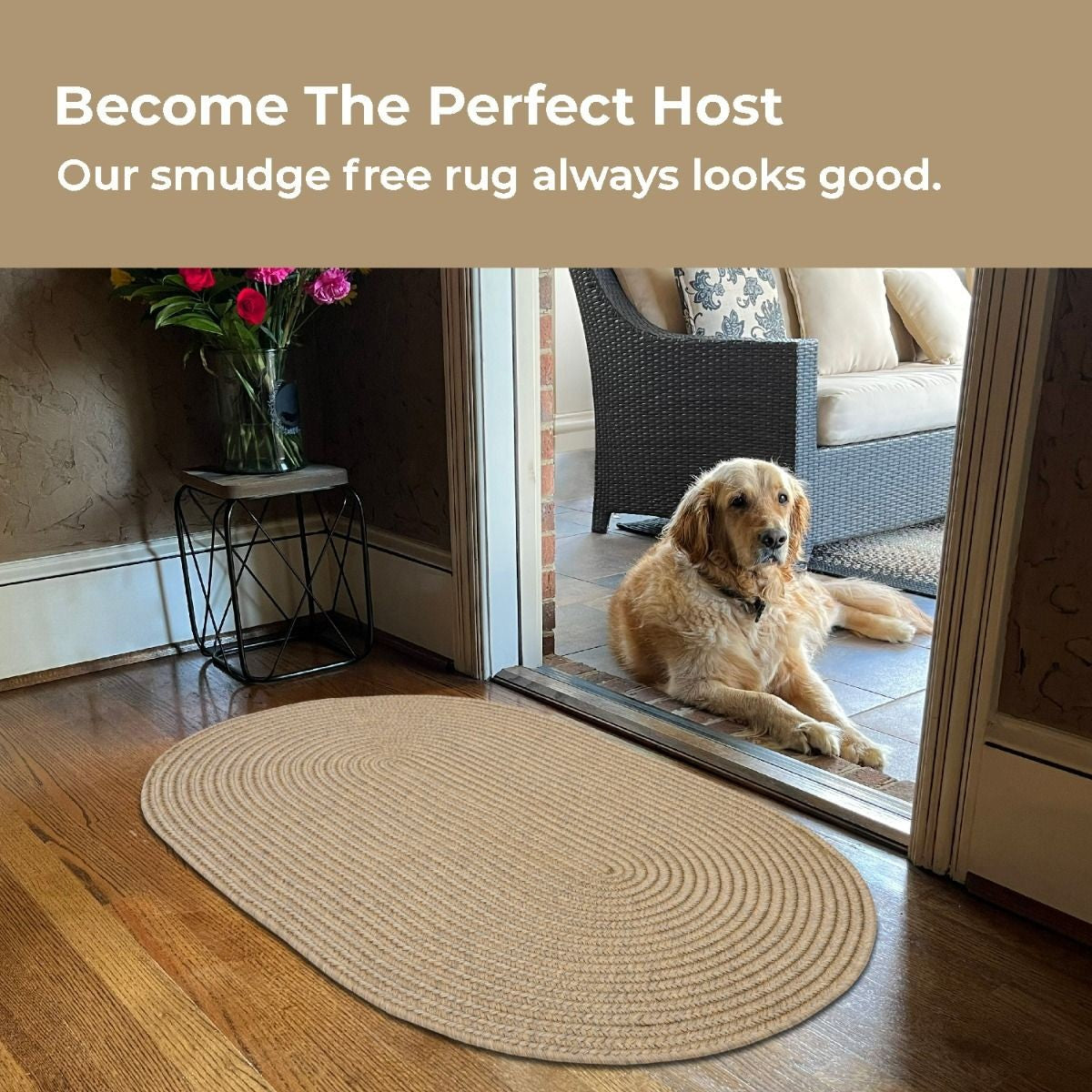 Biscuit Brown Ultra Durable Braided Oval Rugs