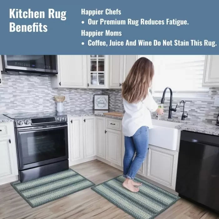 Non Slip, Waterproof Rug - Blue Oasis - Entryway, Kitchen, Bathroom