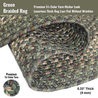 Cedar Ridge Green Ultra Durable Braided Rectangular Rugs