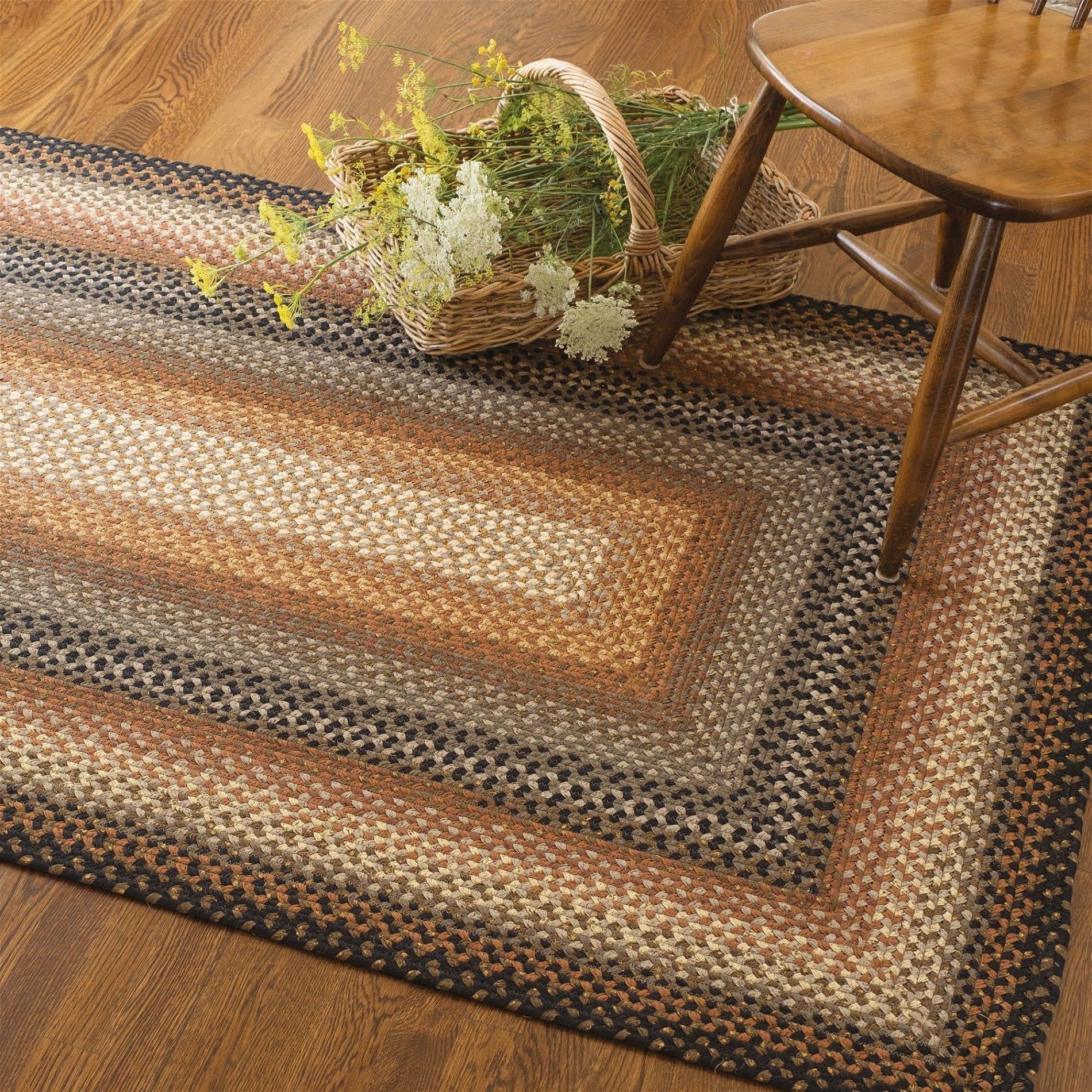 Cocoa Bean Brown and Black Cotton Braided Rectangular Rugs – Braided ...