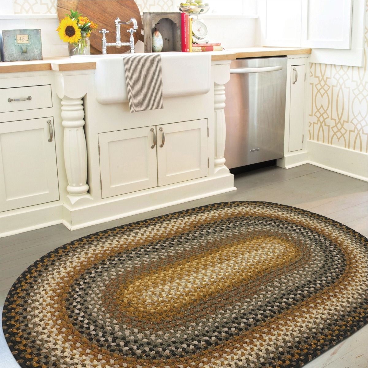 Cocoa Bean Brown and Black Cotton Braided Oval Rugs