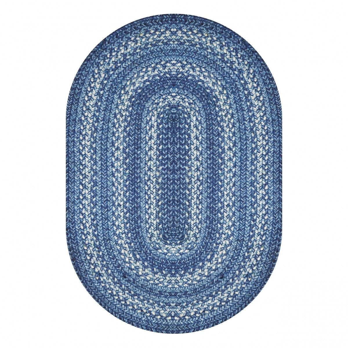 Denim Blue Jute Oval Braided Rugs
