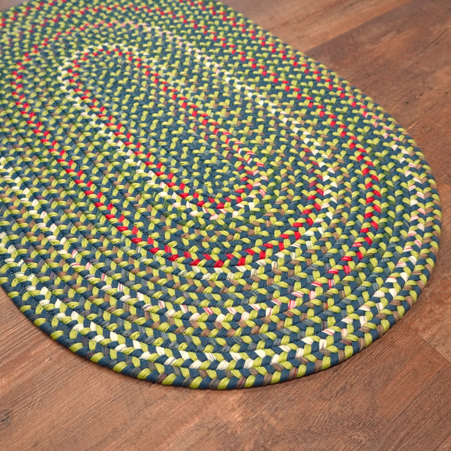 Ashland Braid Neon Blue Multi Green Modern Farmhouse Rug