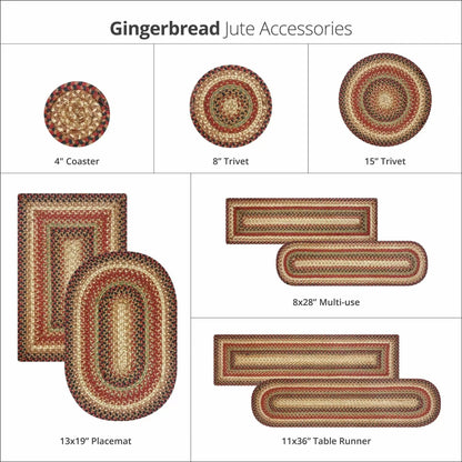 Gingerbread Brown - Deep Red Jute Braided Accessories