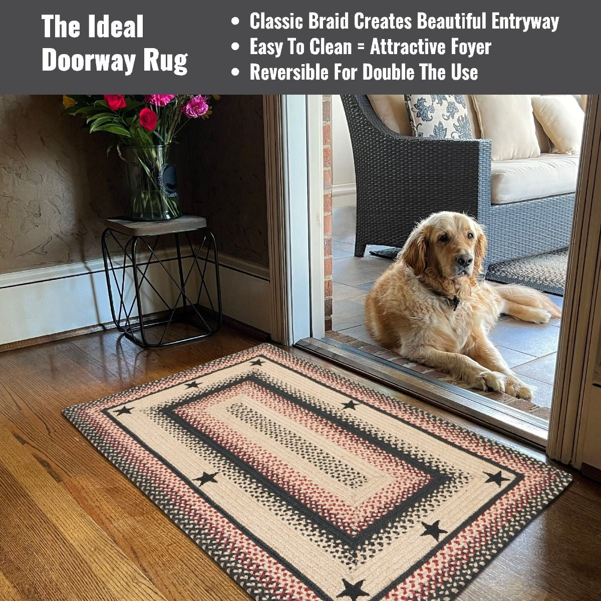 IHF HOME DECOR Rectangle Area Floor Carpet 22 X 72 Braided Rug New Star  Black Design Jute Fabric : : Home