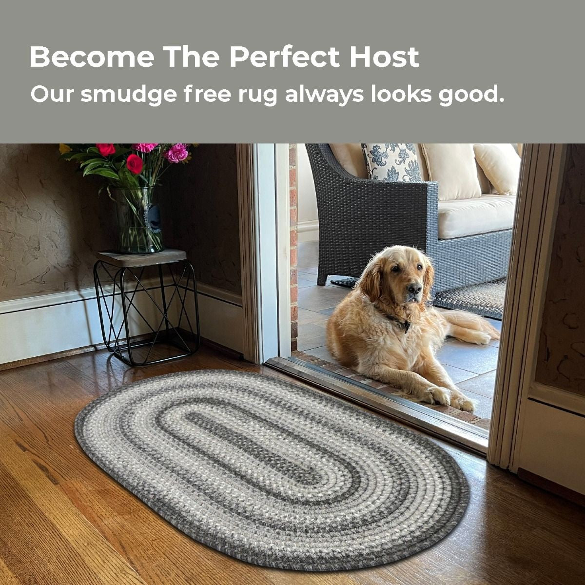 Graphite Grey Ultra Durable Braided Oval Rugs