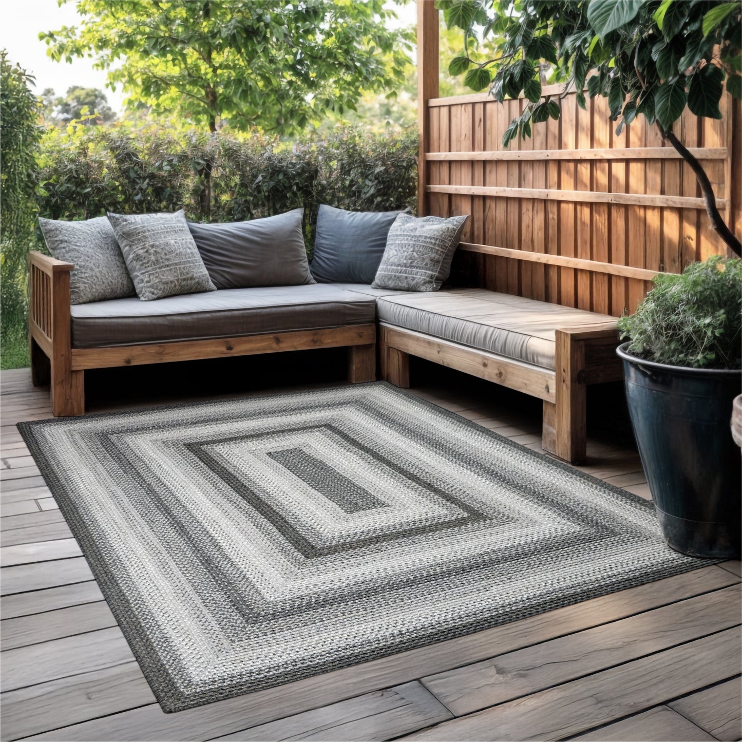 Graphite Grey Ultra Durable Braided Rectangular Rugs