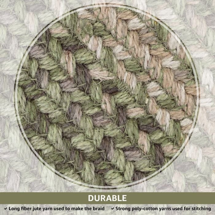 Grassland Green Jute Braided Rectangular Rugs - Braided-Rugs.com