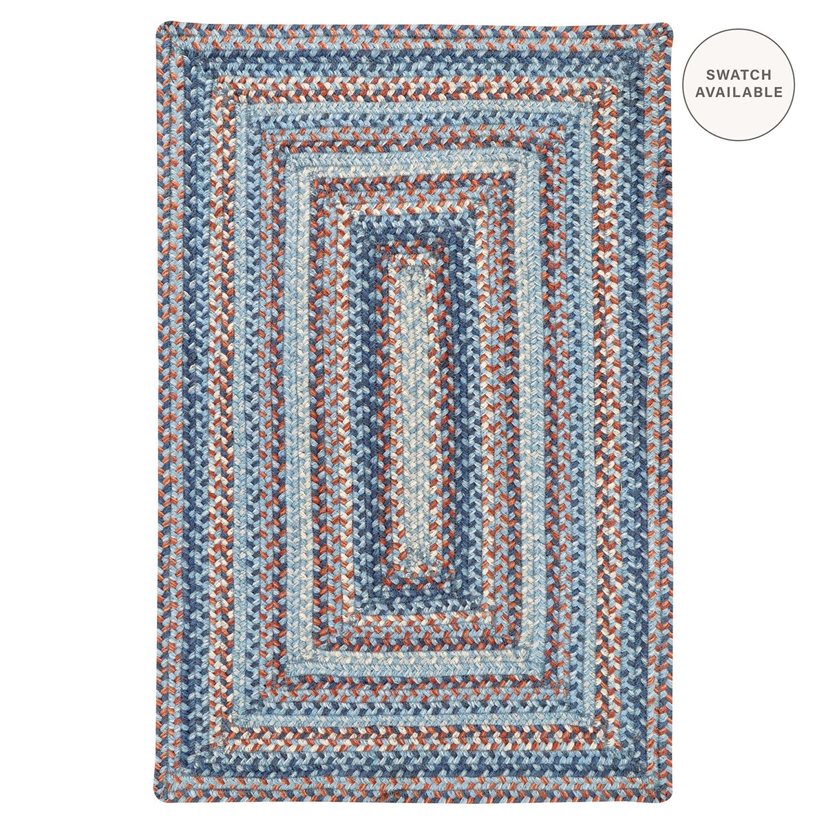 Cape Cod Blue Braided Jute Area Rug for Coastal Country Decor