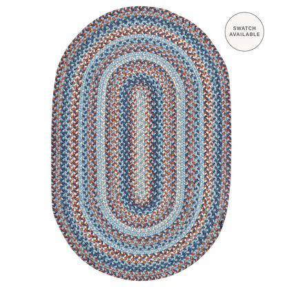 Cape Cod Blue Jute Braided Oval Rugs