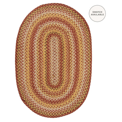 Amber Leaf Brick Red Jute Braided Oval Rug for Rustic Decor