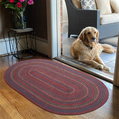 Jamestown Burgundy Jute Braided Oval Rug
