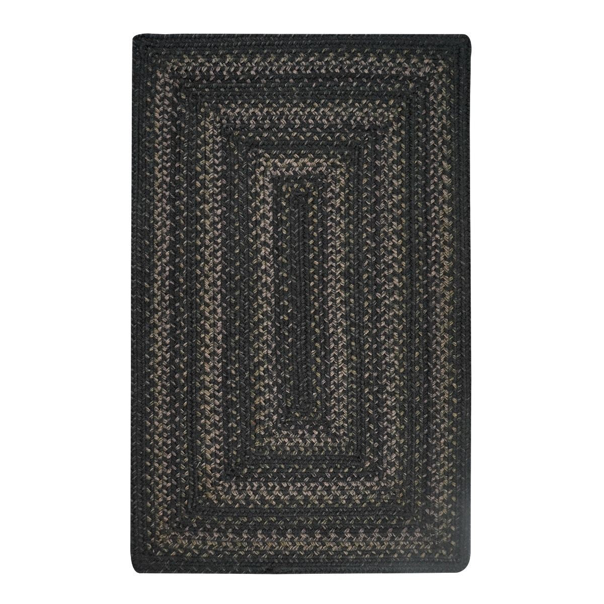 Jet Black Jute Braided Rectangular Rug