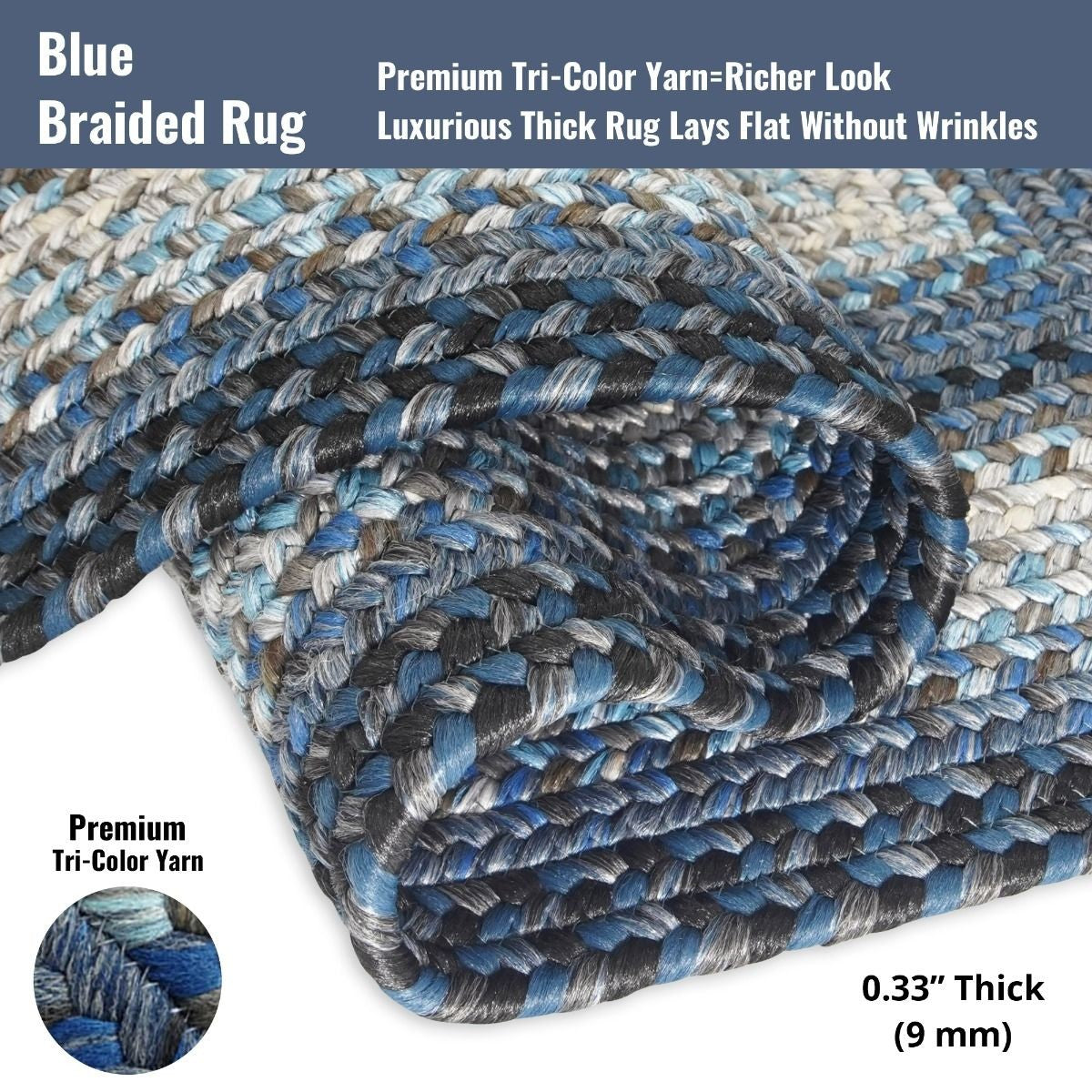 Juniper Blue Ultra Durable Braided Rectangular Rugs