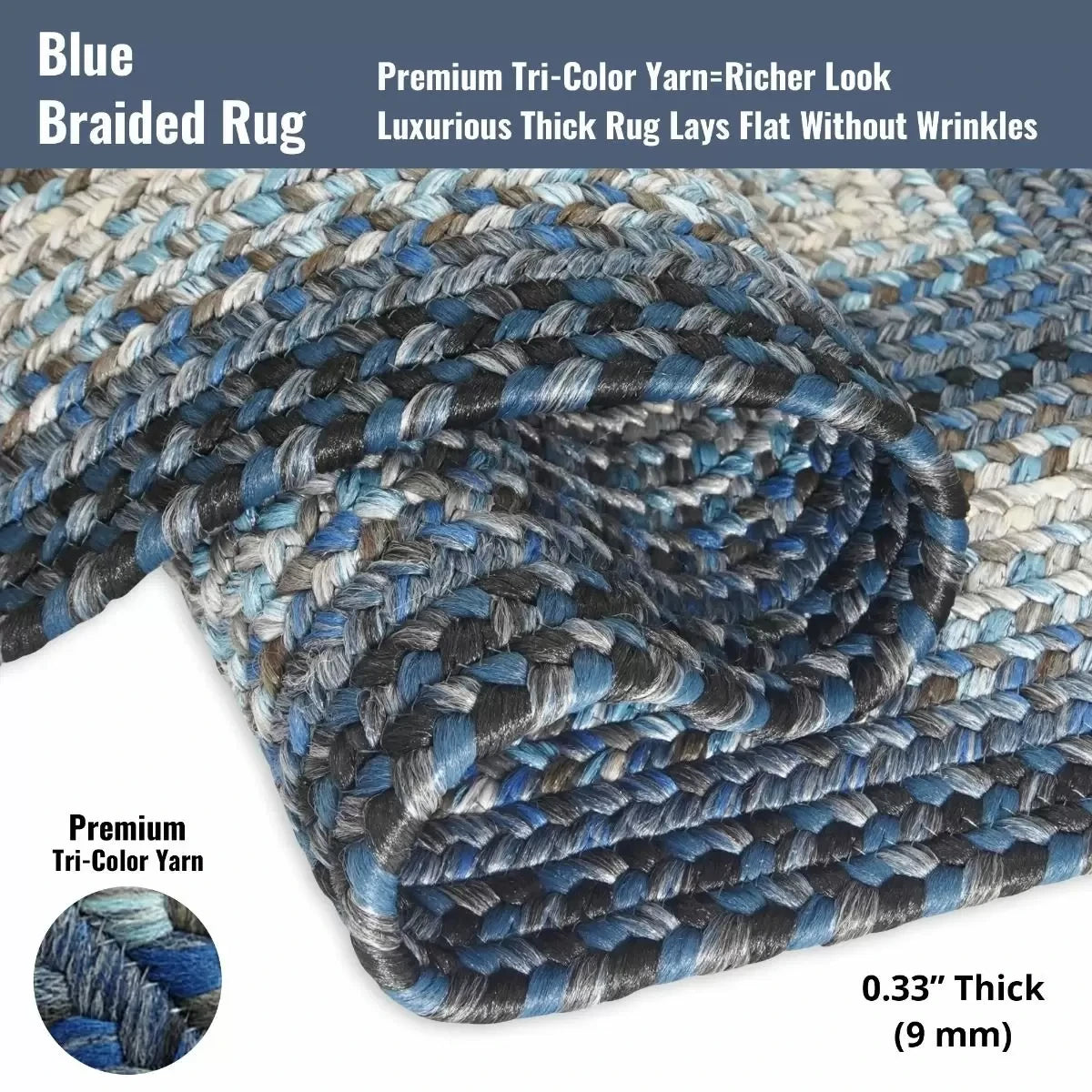 Juniper Blue Ultra Durable Braided Oval Rugs –