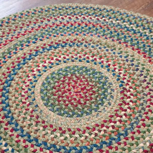 Cloverdale Wool Multi Palm Round Indoor Rustic Farmhouse Rug