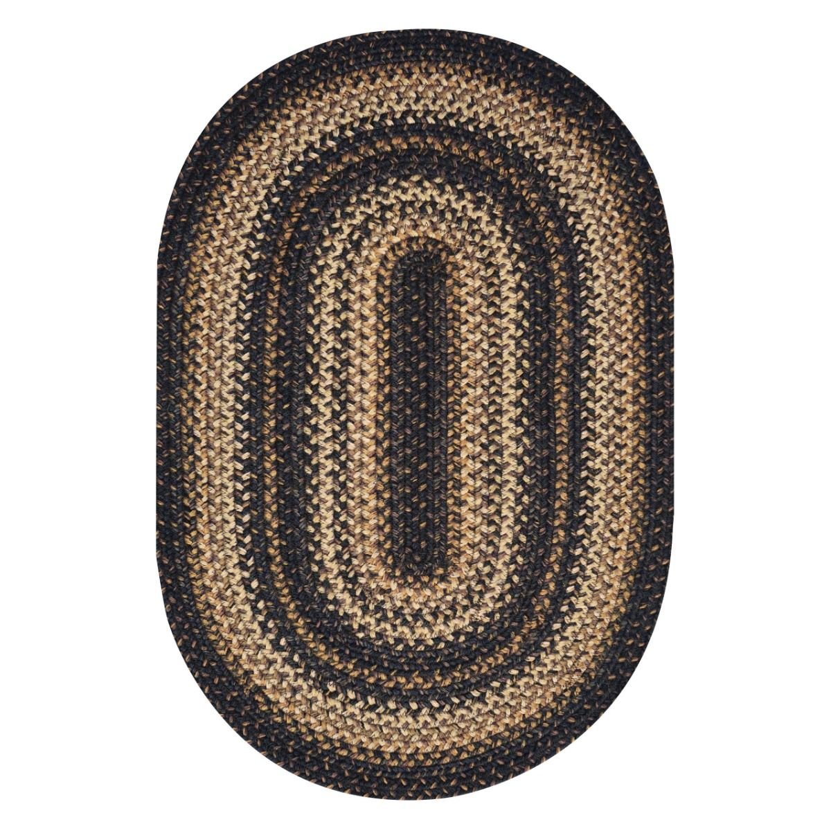 Kilimanjaro Black - Cream Jute Oval Braided Rugs - Braided-Rugs.com