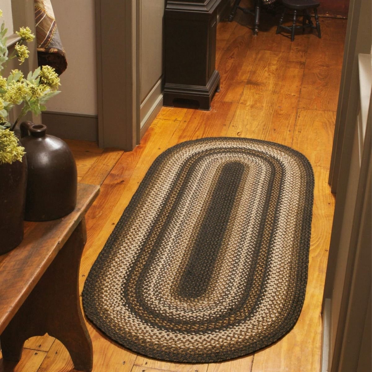 Kilimanjaro Black - Cream Jute Oval Braided Rugs - Braided-Rugs.com