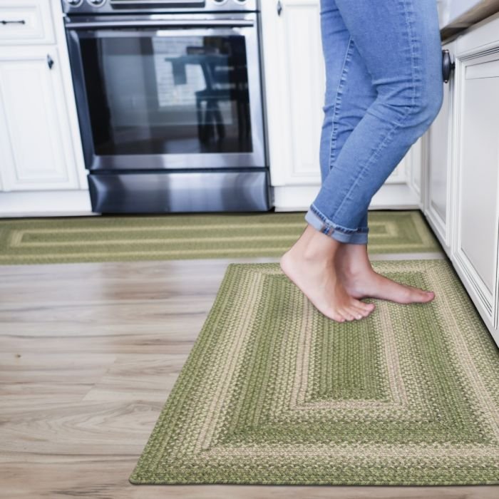 Grassland Green Jute Braided Rectangular Rugs - Braided-Rugs.com