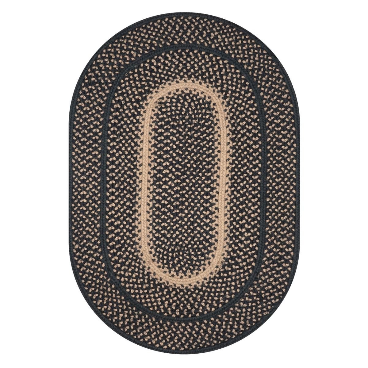 Manchester Black-Tan Jute Oval Braided Rugs - Braided-Rugs.com