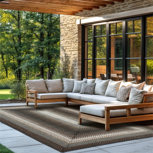 Midnight Moon Brown - Grey Ultra Durable Braided Rectangular Rugs