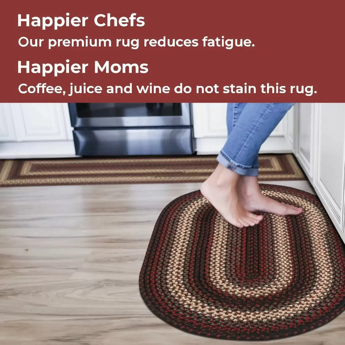 Montgomery Black - Burgundy Ultra Durable Braided Oval Rugs