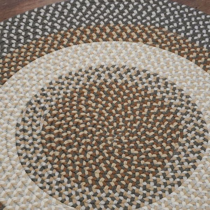 Benson Creek Braided Stonewall Gray Round Natural Rustic Farmhouse Rug