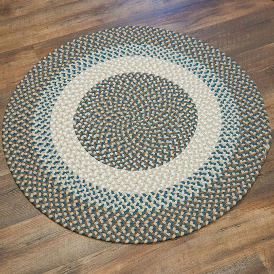 Benson Creek Braided Blue Harbor Round Natural Rustic Farmhouse Rug