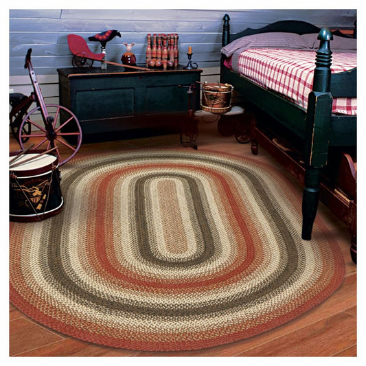 Chester Red-Cream-Brown Oval Jute Braided Rugs - Braided-Rugs.com