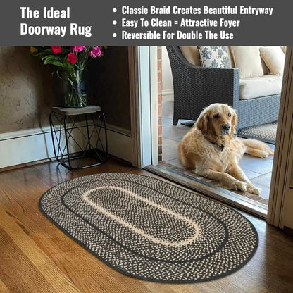 Manchester Black-Tan Jute Oval Braided Rugs