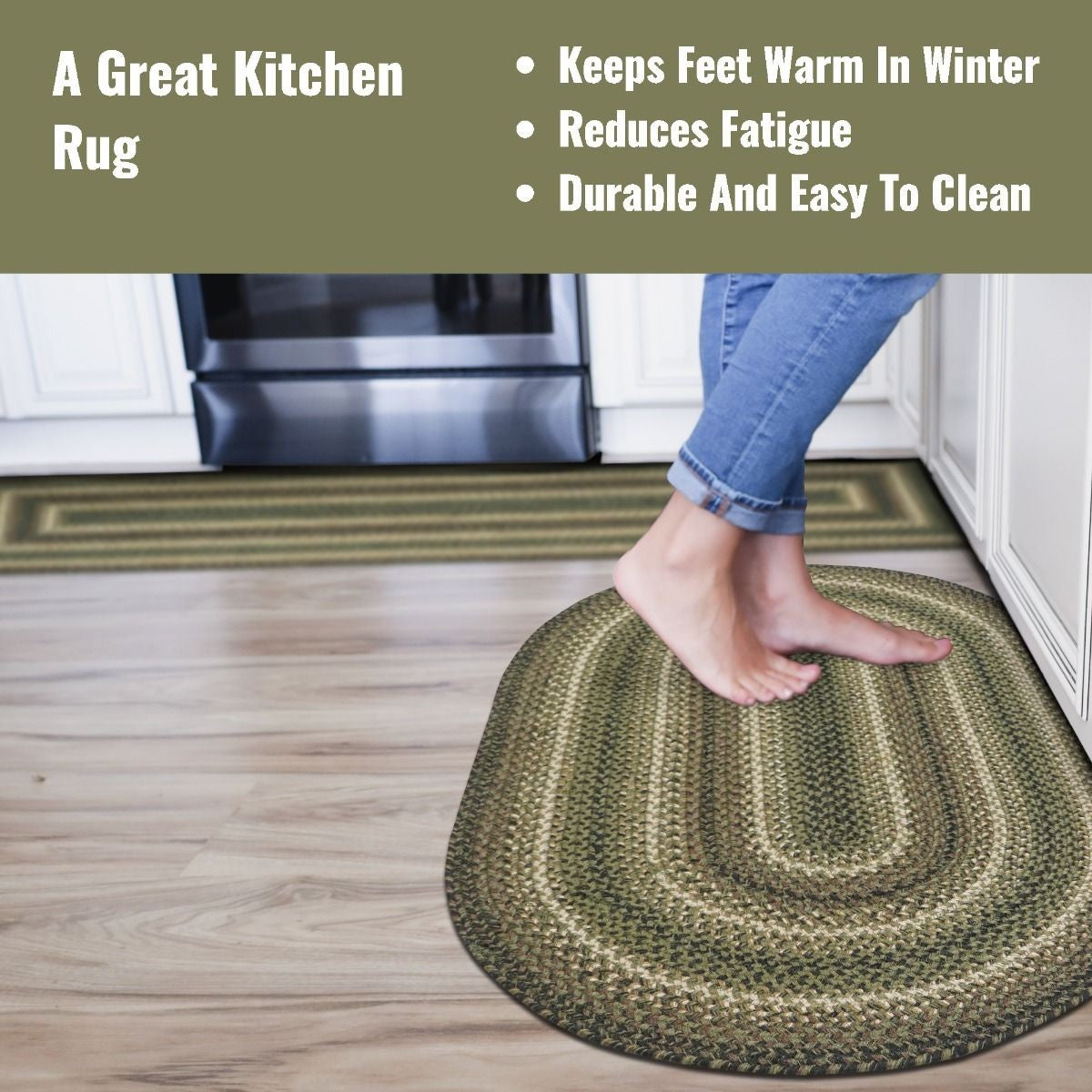 Pinecone Green Oval Jute Braided Rugs