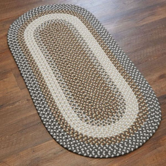 Benson Creek Braided Stonewall Gray Runner Natural Rustic Farmhouse Rug