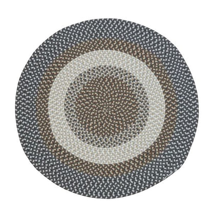 Benson Creek Braided Stonewall Gray Round Natural Rustic Farmhouse Rug