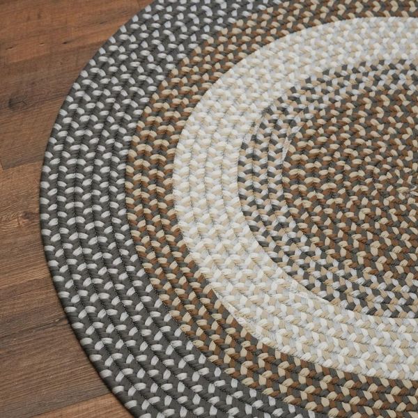 Benson Creek Braided Stonewall Gray Round Natural Rustic Farmhouse Rug