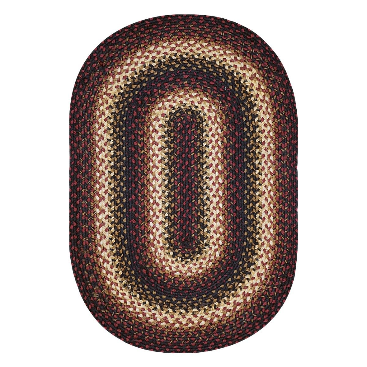 Prescott Black - Burgundy Jute Oval Braided Rugs – Braided-Rugs.com