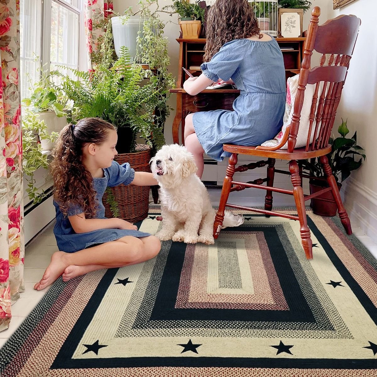 Primitive Star - Gloucester Black & Grey Rectangular Jute Braided Rugs - Braided-Rugs.com