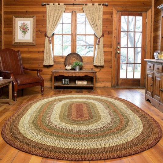 Pumpkin Pie Multi Color Cotton Braided Oval Rugs