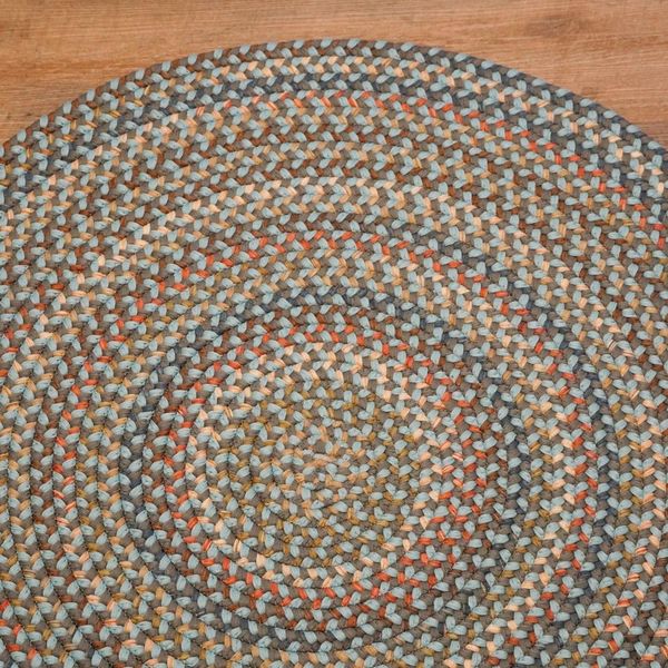 Colgate Braided Multi Stone Blue Indoor Round Modern Farmhouse Rug