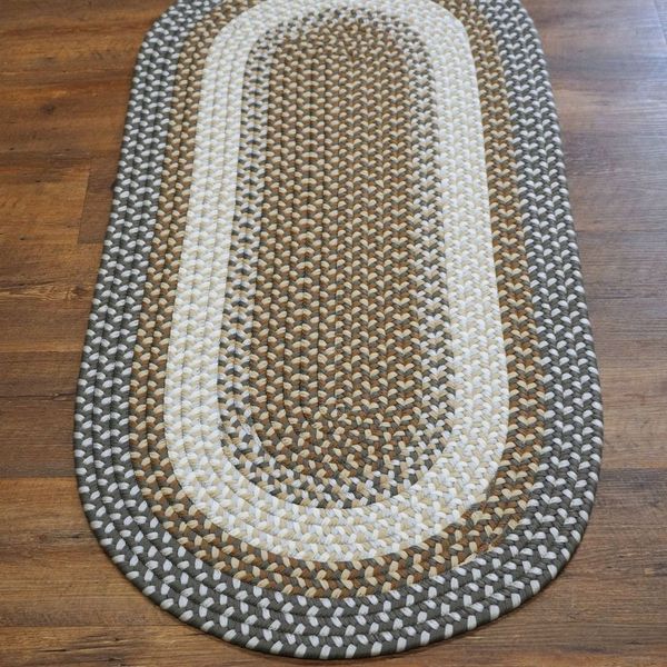 Benson Creek Braided Stonewall Gray Runner Natural Rustic Farmhouse Rug