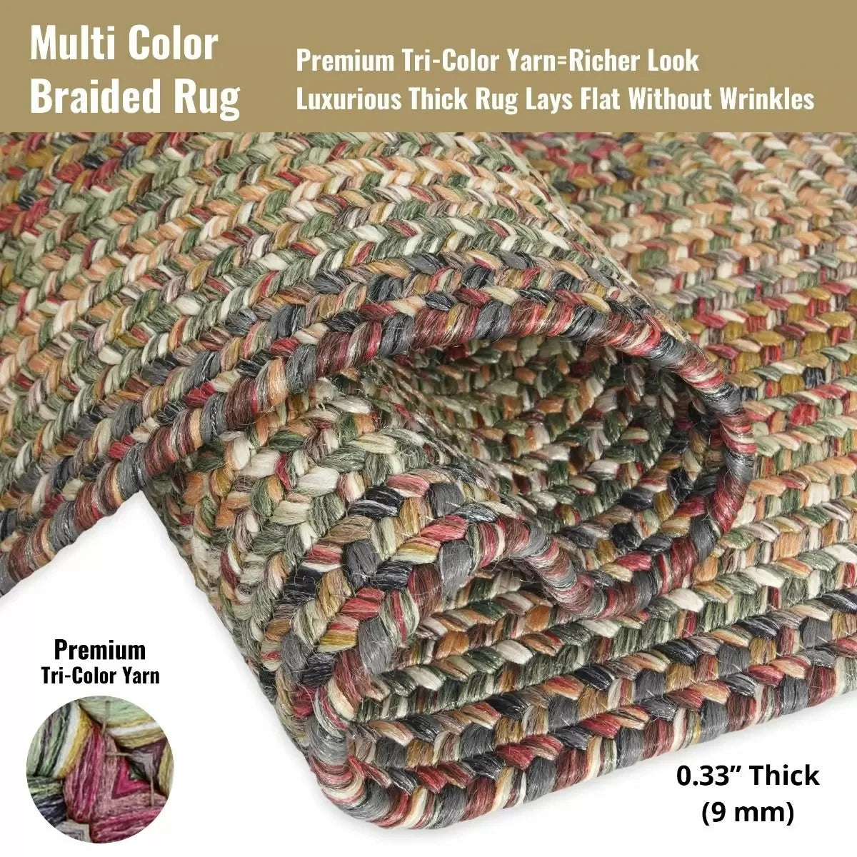Rainforest Multi Color Ultra Durable Braided Rectangular Rugs