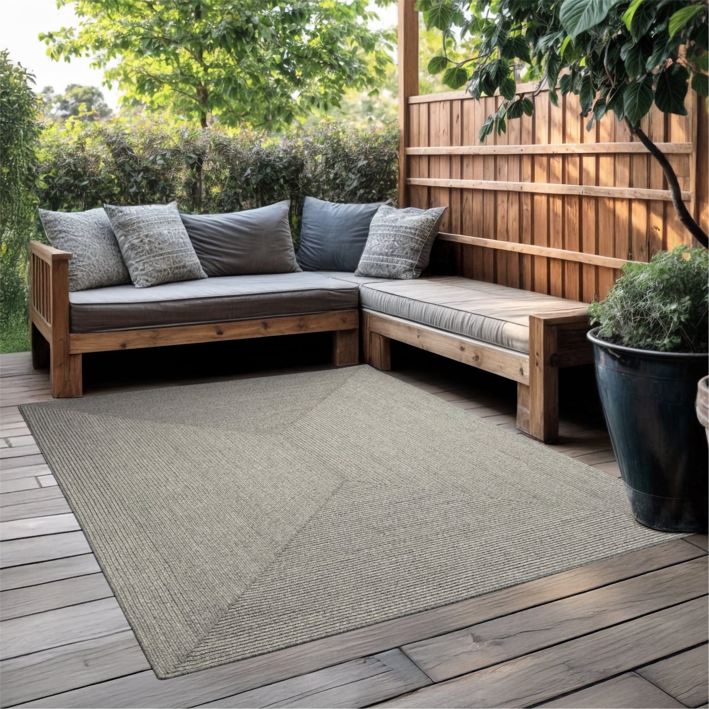Smoke Grey Ultra Durable Braided Rectangular Rugs