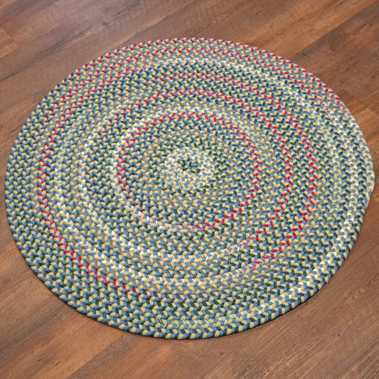 Ashland Braid Round Blue Celery Sky Multi Modern Farmhouse Rug