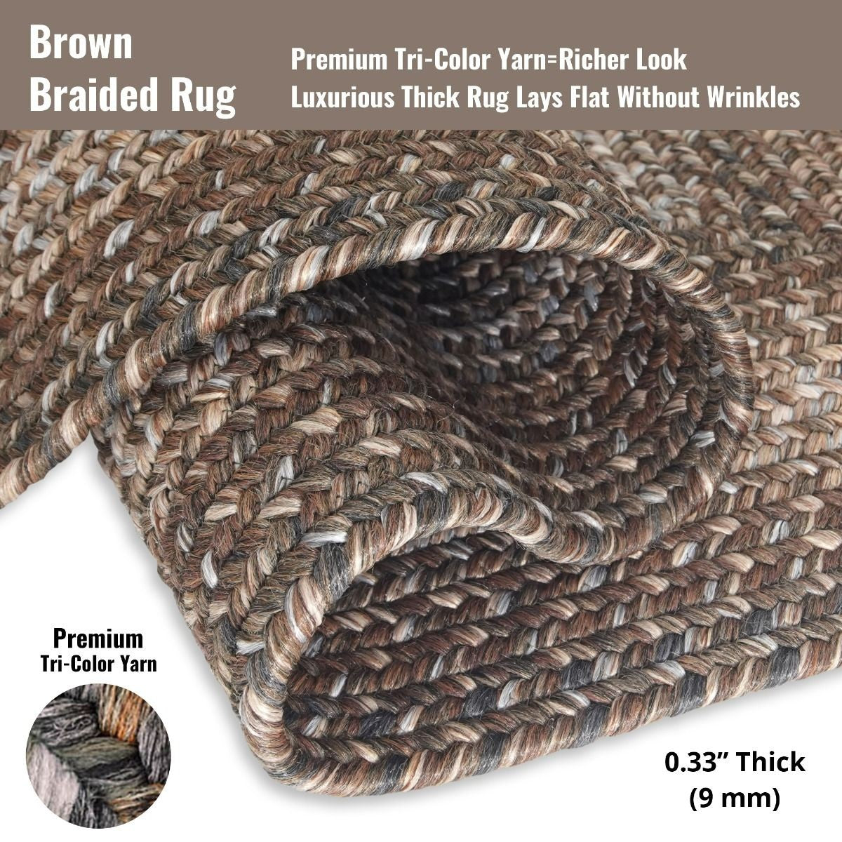 Wildwood Brown Ultra Durable Braided Oval Rugs