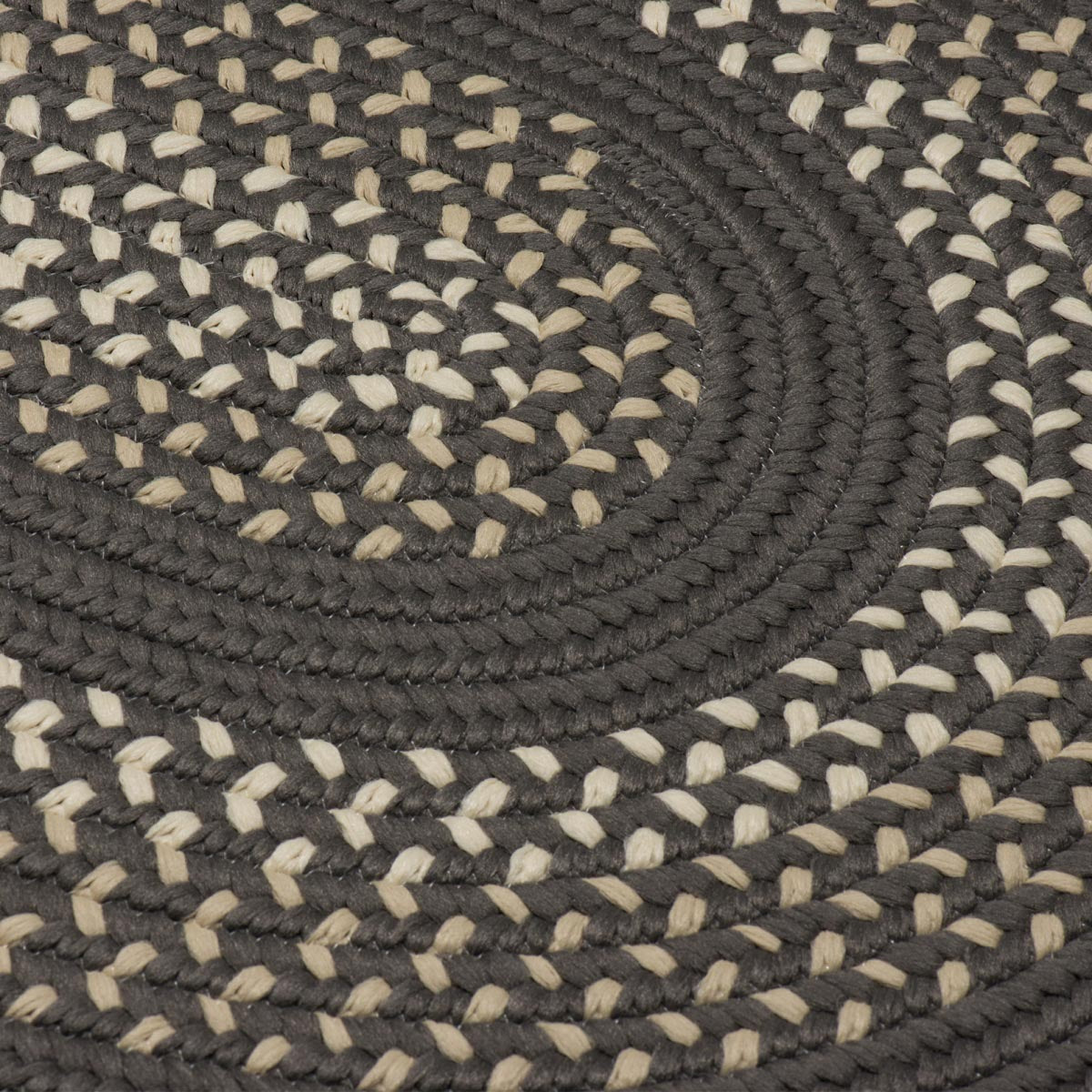 Deerfield Gray Outdoor Braided Oval Rugs