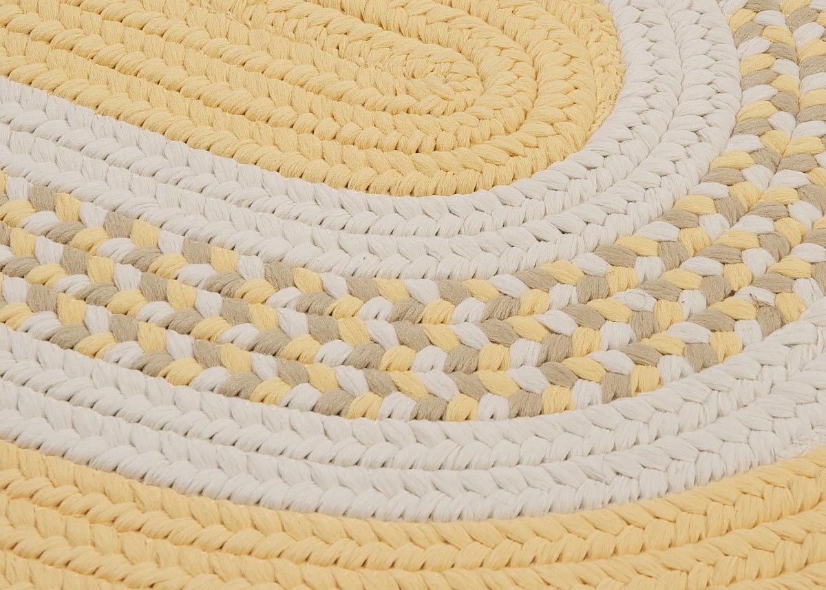 Flowers Bay Yellow Outdoor Braided Oval Rugs