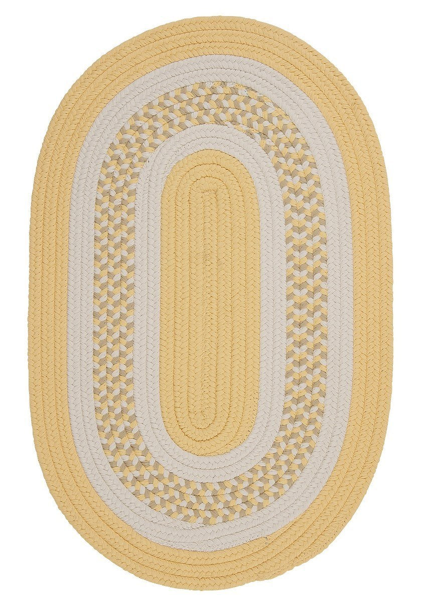 Flowers Bay Yellow Outdoor Braided Oval Rugs