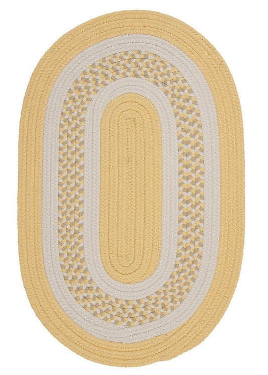 Flowers Bay Yellow Outdoor Braided Oval Rugs