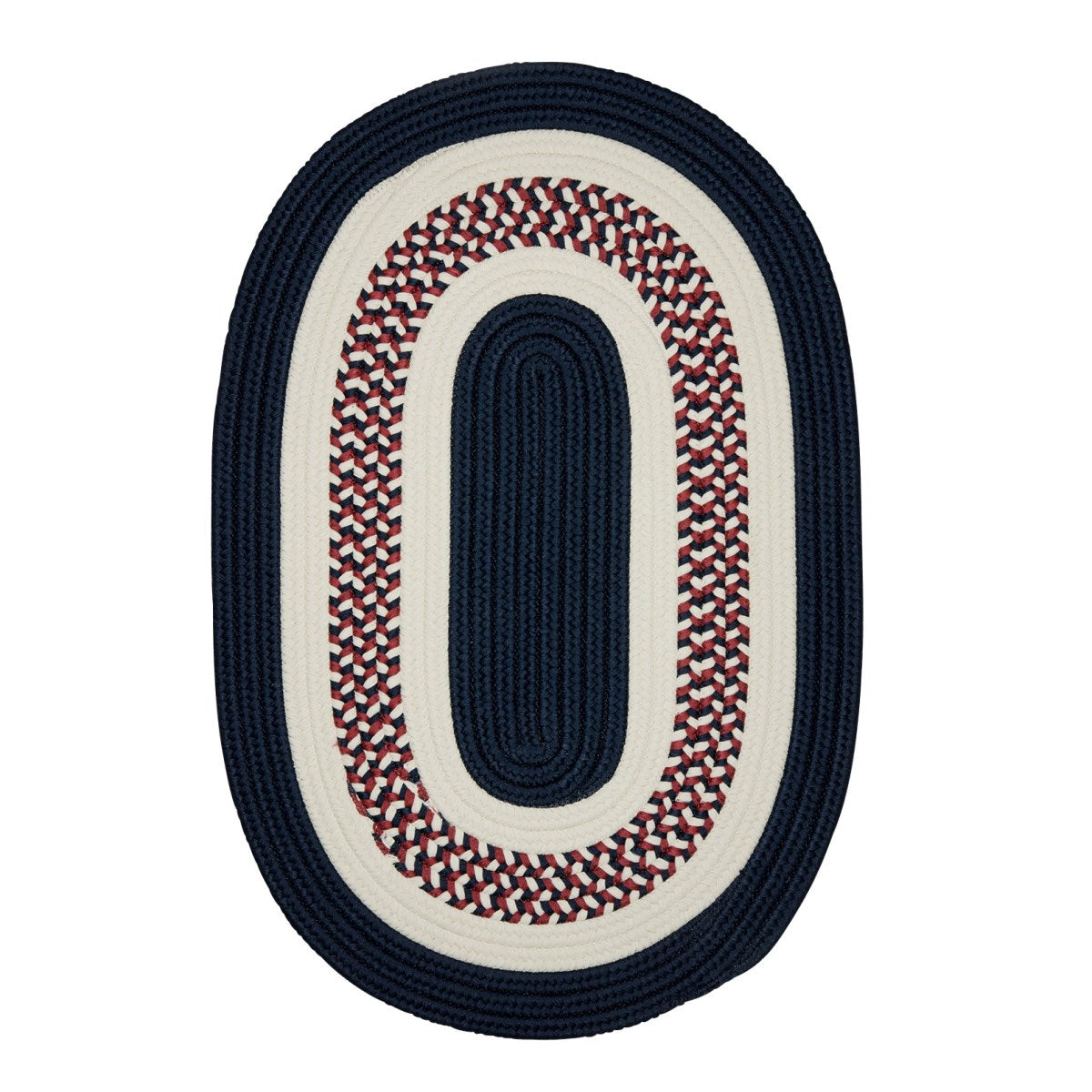 Flowers Bay Patriot Blue Outdoor Braided Oval Rugs